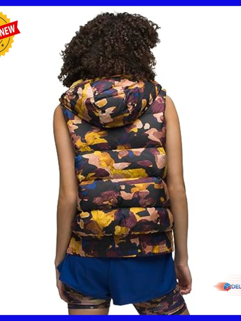 Quilted Sleeveless Vest with Removable Hood, Relaxed Fit, Nylon - Picture 2 of 4